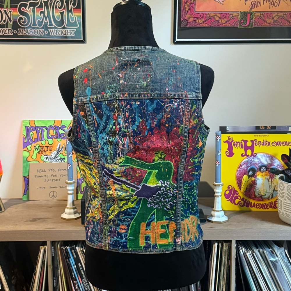 Jimi Hendrix hand painted Levi Vest